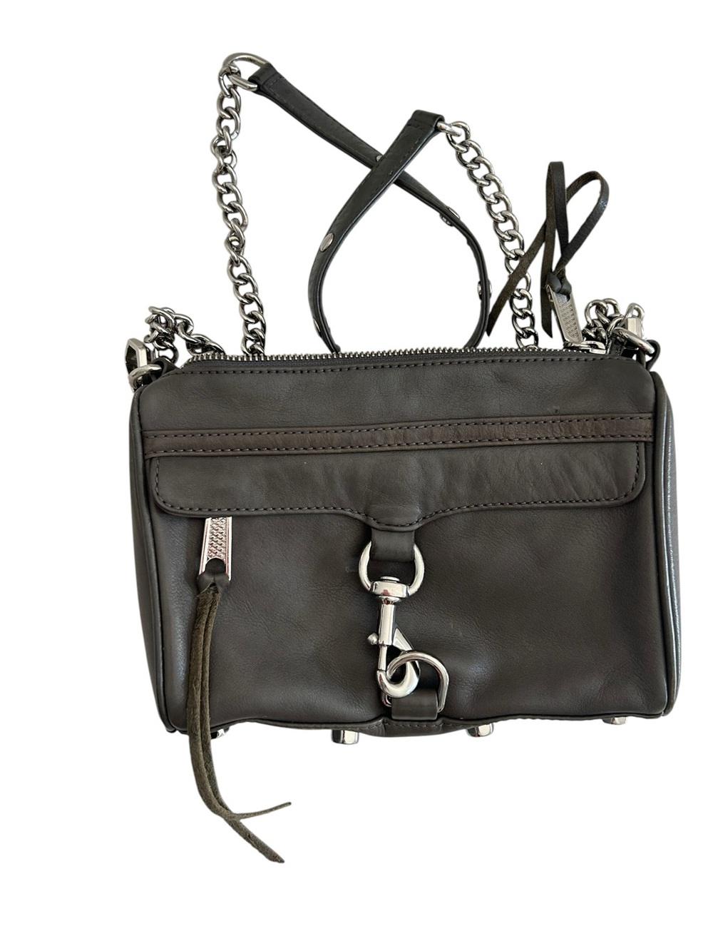 Rebecca Minkoff Mini MAC Leather Crossbody Bag – Gunmetal Gray - Picture 11 of 13